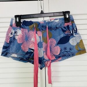 Vtg Y2K Roxy XS Micro Mini Low Rise Short Shorts Floral Tie Stretch Booty Hot 90